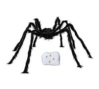 Set di decorazioni giganti per Halloween da 50 pollici, perfetto per interni ed esterni, con ragnatela da 60 g e 4 piccoli ragni (nero, 125 cm)