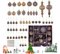 Set di decorazioni natalizie, 53 pezzi, in oro bronzo, per albero di Natale in rame, bronzo, per il giorno del Ringraziamento, l'autunno, la raccolta, le vacanze invernali, per interni ed esterni, le