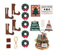 Set di decorazioni natalizie a più livelli, vassoio da tavolo in legno per Natale, decorazioni stagionali in fattoria, decorazioni rustiche da tavolo, stoviglie per feste di Natale, facile da usare,