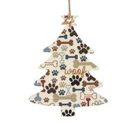 Set di decorazioni natalizie con impronte di ossa di cane, 6 pezzi, angelo campana, albero, pupazzo di neve, ornamento in legno da appendere per Natale