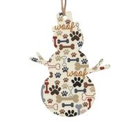 Set di decorazioni natalizie con impronte di ossa di cane, 6 pezzi, angelo campana, albero, pupazzo di neve, ornamento in legno da appendere per Natale