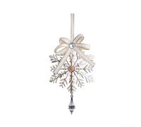 Set di decorazioni natalizie da appendere con ornamenti in ferro con motivi di fiocchi di neve, cervi, stelle, alberi che combinano lo stile europeo moderno con le vacanze stagionali (fiocco di neve)