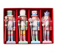 Set di decorazioni natalizie in legno con motivo schiaccianoci con corda per appenderlo, decorazioni in stile europeo, adatte per scrivania, mensola e finestra, uso festivo (C)