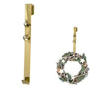 Set di decorazioni natalizie in metallo dorato da 30 cm sopra la porta d'ingresso, per appendere le ghirlande, 2 campanelle con campanellini
