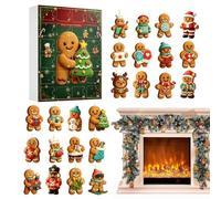 Set di decorazioni natalizie per l'Avvento in acrilico | Decorazione a forma di omino di zenzero, conto alla rovescia per 24 giorni, per maniglia della porta, specchietto retrovisore