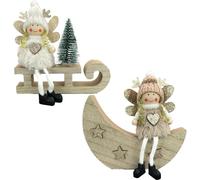 Set di Decorazioni Natalizie Statuette Angeli 2 pz 13.5 x 15 cm