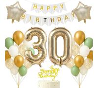 Set di decorazioni per 30° compleanno oro chiaro bianco salvia verde tema buon compleanno banner palloncino decorazione sfondo fotografico per donne uomini adulti compiendo 30 anni 30 anni forniture