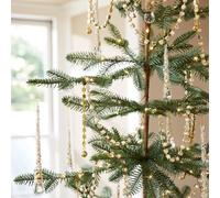 Set di decorazioni per albero di Natale, 1,2 m, ghirlanda di perle, 4 | Design con strass trasparenti e perle, leggero, facile da appendere, utilizzabile su alberi, caminetti, ringhiere