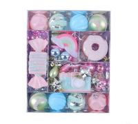 Set di decorazioni per albero di Natale con ornamenti pastello infrangibili in diversi disegni come caramelle, stelle e palline per un uso duraturo durante le vacanze (C)