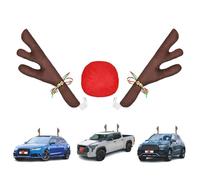 Set di decorazioni per auto con renne - Morbida decorazione marrone per veicoli, ornamenti di peluche creativi, facile fissaggio per le vacanze invernali | atmosfera natalizia per la strada
