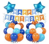 Set di decorazioni per compleanno con cane blu e arancione, palloncini in lamina e lattice, decorazioni per feste estive per tutto l'anno, forniture per feste per ragazzi, ragazze, uomini, donne 1° 13