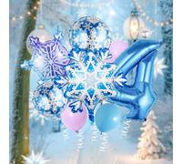 Set di decorazioni per festa di compleanno di Frozen, 9 pezzi, include palloncini a forma di fiocco di neve grandi, palloncini a fiocco di neve sfumati, palloncini a fiocco di neve rotondi, palloncini