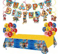 Set di decorazioni per feste a tema Paw Patrol, inclusi striscioni, palloncini, sfondi, decorazioni a spirale per il soffitto, perfetto per feste di compleanno a tema palloncini tovaglia,Tira fuori la