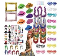 Set di decorazioni per feste al neon, 147 pezzi, cappelli al neon, parrucche metalliche, occhiali shutter, boa colorati, accessori di scena per matrimoni, Halloween, Natale, adulti, accessori di scena