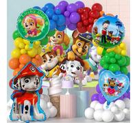 Set di decorazioni per feste di compleanno a tema , inclusi: ghirlanda ad arco con palloncini colorati da 5 e 10 pollici, palloncini in film di alluminio a forma di cucciolo, 1 striscione di buon comp