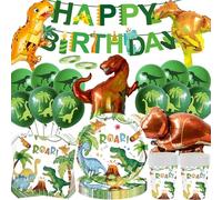 Set di decorazioni per feste di compleanno con dinosauri, 80 pezzi di stoviglie per feste con grande palloncino di dinosauro in pellicola, accessori per feste giurassiche, decorazioni per feste di