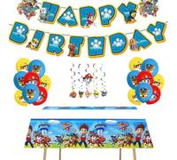 Set di decorazioni per feste di compleanno di PAW Patrol, tovaglia, striscioni, bomboniere, forniture per feste, decorazioni perfette a tema palloncini per feste di compleanno tovaglia,Rotazione sospe