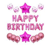 Set di decorazioni per feste di compleanno rosa, palloncini a forma di lettera di buon compleanno con stella, coriandoli e palloncini in lattice rosa cromato, kit completo di installazione per feste