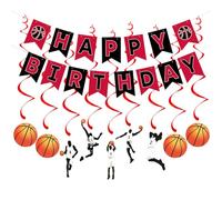 Set di decorazioni per feste di pallacanestro per ragazzi banner di buon compleanno da appendere vortici per ragazzi uomini gioco di basket tema sport baby shower compleanno basket decorazioni per