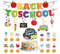 Set di decorazioni per feste di ritorno a scuola, striscioni, stelle filanti e decorazioni per torte, per feste scolastiche, forniture per eventi