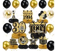 Set di Decorazioni per il 30° Compleanno - Palloncini con Nido d'Ape Nero da Tavolo per Uomini e Donne