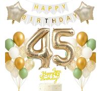 Set di decorazioni per il 45° compleanno oro chiaro bianco salvia verde tema buon compleanno banner palloncino decorazione sfondo fotografico per donne uomini adulti compiendo 45 anni 45 anni