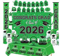 Set di decorazioni per la laurea, 48 pezzi, multicolore, con striscioni per lauree, tovaglia, palloncini, bandierine a nido d'ape, per scuole superiori e università del 2026, forniture per feste