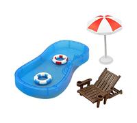 Set di decorazioni per mini spiaggia - Kit in miniatura a tema costiero, sedia da spiaggia e modelli ombrello | Forniture per artigianato fai da te, decorazione per le vacanze domestiche,