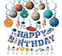 Set di decorazioni per pianeti - 26 pezzi modello di sistema solare, spazio per la cameretta dei bambini, decorazione con astronauti e razzi, ghirlande spaziali per feste di compleanno