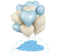 Set Di Decorazioni per San Valentino 1000 Pezzi di Petali 10 Palloncini Color Crema Caramello a Forma di Cuore Adatto per Caompleanni,Matrimoni,Fidanzamenti,San Valentino (Blu)