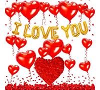 Set di decorazioni per San Valentino, romantiche per matrimonio con cuore, palloncini a elio, con scritta in lingua tedesca, 500 petali di rosa per matrimoni, feste, San Valentino, decorazioni