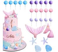 Set di decorazioni per torte a forma di sirena, a forma di sirena sotto il mare decorazioni per torte a forma di coda di sirena conchiglia stella marina per bambini ragazzi ragazze compleanno