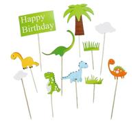 Set di decorazioni per torte con dinosauri, 11 pezzi Decorazioni per torte di compleanno con dinosauri dei cartoni animati Decorazioni per feste per bambini per dolci e dessert