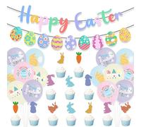 Set di decorazioni per torte di Pasqua con palloncini colorati adatti per feste di celebrazione