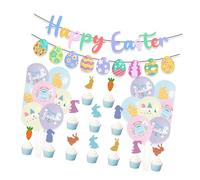 Set di decorazioni per torte pasquali forniture per feste eleganti palloncini colorati banner texture per dessert pasquali creativi