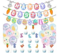 Set di decorazioni per torte pasquali forniture per feste eleganti palloncini colorati banner texture per dessert pasquali creativi
