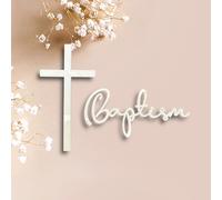 Set Di Decorazioni Per Torte Personalizzate Per Battesimo Con Nome E Croce