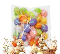 Set di decorazioni per uova di Pasqua glitterate | 24 pezzi decorazioni in schiuma colorata - decorazione di Pasqua per la casa | per interni ufficio festa decorativa vetrina libreria comodino voitu