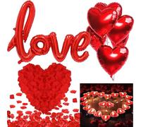 Set di decorazioni romantiche per San Valentino, palloncini decorativi, 1000 romantici petali di rosa, 50 candele romantiche, palloncini in pellicola, adatti per proposte di