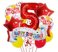 Set di decorazioni rosse per il 5° compleanno, palloncino a forma di cuore rosso, colorato per 5° compleanno, per ragazze, ragazzi, bambini, adulti, forniture per feste, palloncini con numero rosso 5