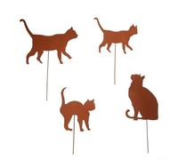 Set di decorazioni rustiche a forma di gatto con tre o quattro pezzi resistenti alle intemperie (4 gatti)