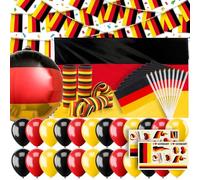 Set di decorazioni XXL Germania EM 2025 per tifosi, bandiera della Germania, 90 x 150 cm, ghirlanda della Germania, 8 m, piccola bandiera della Germania, palloncini in pellicola, palloncini per calcio