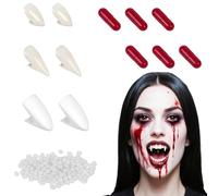 Set di denti da vampiro, 3 paia di denti da vampiro, 13/15/17 mm, per Halloween, per vampiro, accessori per vampiro, per Halloween, costume da vampiro, accessori Dracula Fangs lupo mannaro