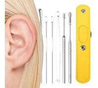 Set di detergenti per le orecchie - Strumento e curette in acciaio inossidabile da 6 pezzi | Strumenti per la pulizia 'orecchio per rimozioni di cere all'orecchio, ideali per adulti, bamb