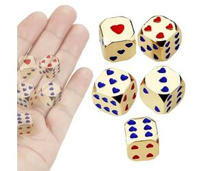 Set Di Di Cuore: Confezione Da 5 Pezzi, In Metallo Liscio, Tavolo A Sei Faccetti | Giochi Premium Per Bar Libero Tavolo Festa Collezionabile Miniatura Passatempo Divertimento