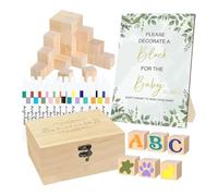 Set di di legno - da costruzione per bambini da 52 pezzi, centrotavola per il primo compleanno, ricordo per la baby shower | Giocattoli educativi impilabili con scatola portaoggetti, p