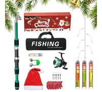 Set Di Di Natale | Attrezzature per Acqua E Salata,Set Di Canna per Principianti Di Natale,Per Ragazzi, Padre, Amici, Uomini, Lago, Ruscello, Fiume, Stagno, Serbatoio