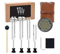 Set di diapason - 128 Hz, 136 Hz, 256 Hz, 384 Hz, chakra e corpo, kit con attivatore e custodia, per meditazione, relax ed equilibrio energetico