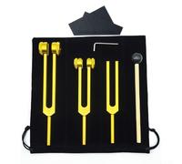 Set di diapason da 128 Hz, 256 Hz, 512 Hz, per terapia del suono e meditazione, strumenti di risonanza in lega di alluminio per promuovere il rilassamento e la mente (oro)