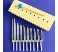 Set di diapason da 9 pezzi for la guarigione dei chakra, strumenti for la terapia del suono dei chakra con risonatore in legno, martello in silicone e panno for la pulizia, diapason da 174 Hz a 963 Hz